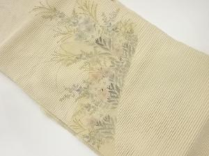 作家物　絽綴れ金彩手描き秋草模様名古屋帯